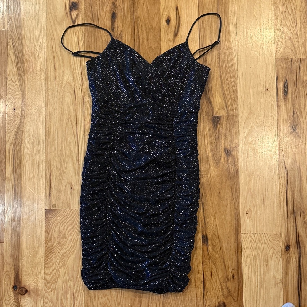 Lucy in the Sky Black Glitter Mini Dress